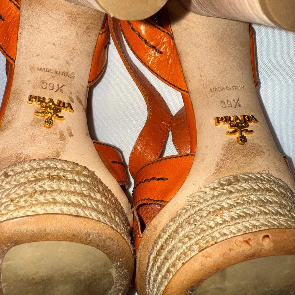 HANDMADE VINTAGE ORANGE PRADA HEELS